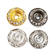 Brass Crystal Rhinestone Beads, Flat Round, Mixed Color, 9x2.5mm, Hole: 1.6~2mm(RB-F035-06A)
