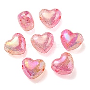 Transparent Crackle Acrylic Beads, Gradient Color, Heart, Pearl Pink, 19x22x14mm, Hole: 3.5mm(OACR-P010-14A)