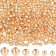 300Pcs 3 Style Rack Plating Brass Beads, Long-Lasting Plated, Round, Real 14K Gold Plated, 3~5x2.5~4mm, Hole: 1~1.5mm, 100pcs/style(KK-BBC0011-14)