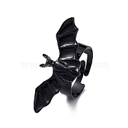 Halloween Themed Alloy Bat Adjustable Ring for Woman, Electrophoresis Black, US Size 8 1/2(18.5mm)(RJEW-L105-01)