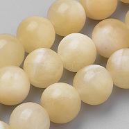 Natural Yellow Jade Beads Strands, Round, 18mm, Hole: 1mm, about 22pcs/strand, 15.7 inch(G-S259-49-18mm)