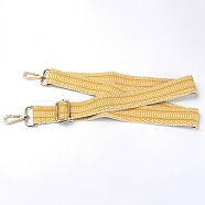 Cotton Tape Bag Handles, with Alloy Swivel Clasps and Iron Regulator, for Bag Chain Replacement Accessories, Stripe Pattern, Yellow, 72~129.5x3.8x0.2cm, Swivel Clasps: 6.1x4.55x0.8cm(FIND-WH0066-98B)