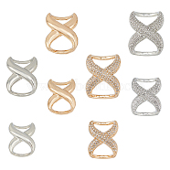 8Pcs 8 Styles 8-shaped Zinc Alloy Buckles with Rhinestone Buckles, for Bag Buckle Accessories Makings, Mixed Color, 26~30x32.5~38x16~19mm, Hole: 16.5~19x9~10mm, 1pc/style(FIND-DC0004-10)