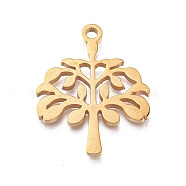 Ion Plating(IP) 304 Stainless Steel Pendants, Manual Polishing, Tree of Life, Golden, 23.5x18.5x1.2mm, Hole: 1.8mm(STAS-L245-012A-G)