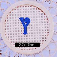 Computerized Embroidery Cloth Self Adhesive Patches, Stick on Patch, Costume Accessories, Letter, Blue, Y:27x17mm(FIND-TAC0002-02Y)