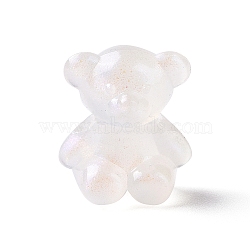 Luminous Acrylic Beads, Glitter Beads, Glow in the Dark, Bear, Floral White, 17.5x15x10.5mm, Hole: 3mm, about 370pcs/500g(OACR-E010-24F)