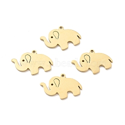 Ion Plating(IP) 304 Stainless Steel Glaze Manual Polishing Charms, Elephant, Golden, 7x11.5x0.7mm, Hole: 0.7mm(STAS-G030-06G)