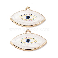 Resin Pendants, Light Gold Tone Alloy Enamel Eye Charms, Horse Eye, 20x31.5x2mm, Hole: 2mm(FIND-E043-10KCG-02)