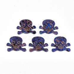 Cellulose Acetate(Resin) Pendants, Skull, Slate Blue, 29.5x35x2.5mm, Hole: 1.2mm(KY-S158-26E)