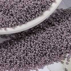 MIYUKI Round Rocailles Beads, Japanese Seed Beads, (RR437) Opaque Mauve Luster, 15/0, 1.5mm, Hole: 0.7mm, about 5555pcs/bottle, 10g/bottle(SEED-JP0010-RR0437)