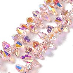 AB Color Plated Electroplate Beads Strands, Faceted, Rhombus, Pink, 8.5x6mm, Hole: 0.9mm, about 98~99pcs/strand, 12.99~14.57''(33~37cm)(EGLA-H104-07A-AB01)