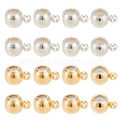 40Pcs 2 Colors Brass Tube Bails, Loop Bails, Slider Beads, Cadmium Free & Lead Free, 925 Sterling Silver Plated & Real 24K Gold Plated, 6x4x3.5mm, Hole: 1.2mm and 1mm, 20pcs/color(KK-AR0003-89)