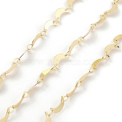 Brass Moon Link Chains, Unwelded, with Spool, Real 18K Gold Plated, 9x5x0.3mm(CHC-M025-38G)