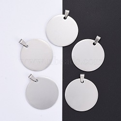 304 Stainless Steel Pendants, Manual Polishing, Blank Stamping Tags, Flat Round, Stainless Steel Color, 35x35x1.8mm(STAS-I140-16S)