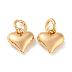 Brass Pendants, Heart, Real 18K Gold Plated, 9x8x3.5mm, Hole: 3mm(KK-R152-18G)