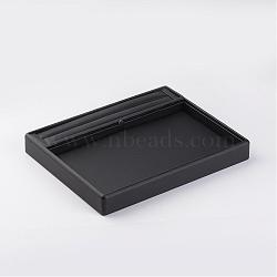 Wooden Jewelry Presentation Boxes, Covered with PU Leather, Black, 25.1x20x3cm(ODIS-O004-01)