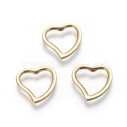 304 Stainless Steel Linking Rings, Heart, Golden, 14.5x15x1.5mm, Hole: 9.5x11mm(STAS-I101-51G)