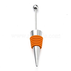 Beadable Wine Stoppers, Alloy & Silicone Wine Saver Bottle Stopper, Cone, Dark Orange, 115x20mm(FIND-G060-01D)