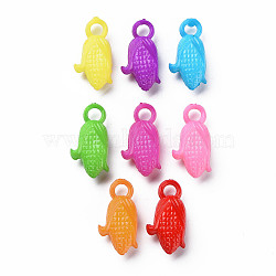 Autumn Theme Opaque Acrylic Pendants, Corn, Mixed Color, 20x10x6.5mm, Hole: 3.5mm, about 970pcs/500g(MACR-N013-056)