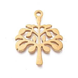 Ion Plating(IP) 304 Stainless Steel Pendants, Manual Polishing, Tree of Life, Golden, 23.5x18.5x1.2mm, Hole: 1.8mm(STAS-L245-012A-G)