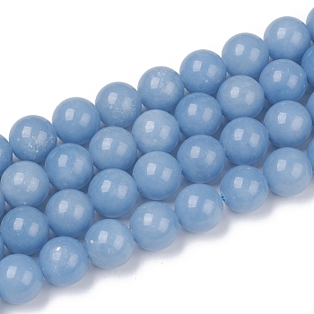 Natural Angelite Beads Strands, Round, 10mm, Hole: 0.9mm, about 40pcs/strand, 15.87 inch(40.3cm)