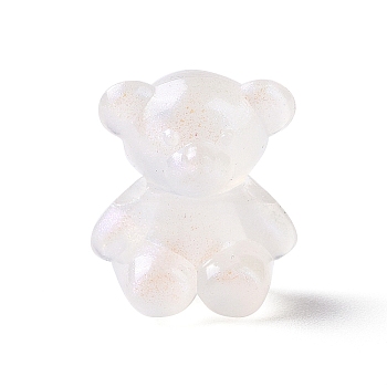 Luminous Acrylic Beads, Glitter Beads, Glow in the Dark, Bear, Floral White, 17.5x15x10.5mm, Hole: 3mm, about 370pcs/500g