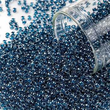 TOHO Round Seed Beads, Japanese Seed Beads, (347) Inside Color Crystal/Capri Lined, 11/0, 2.2mm, Hole: 0.8mm, about 1110pcs/10g