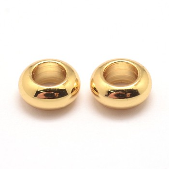 Brass Beads, Large Hole Beads, Cadmium Free & Nickel Free & Lead Free, Rondelle, Golden, 7x3.5mm, Hole: 4mm