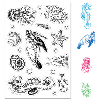 Custom PVC Plastic Clear Stamps, for DIY Scrapbooking, Photo Album Decorative, Cards Making, Stamp Sheets, Film Frame, Sea Horse, 160x110x3mm