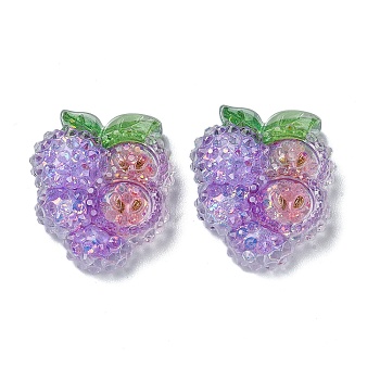 Fruit Transparent Epoxy Resin Decoden Cabochons, with Paillettes, Grape, 22x18.5x7.5mm