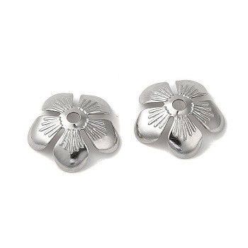 Non-Tarnish 304 Stainless Steel Bead Caps, Flower, Stainless Steel Color, 13.5x4mm, Hole: 1.2mm