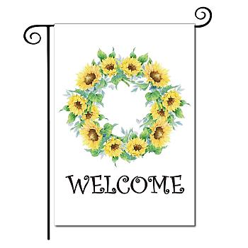 Garden Flag for Thanksgiving Day, Double Sided Cotton & Linen House Flags, for Home Garden Yard Office Decorations, Colorful, Sunflower Pattern, 320x460mm