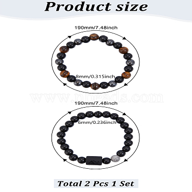 Natural Mixed Gemstone Stretch Bracelets(BJEW-LP0001-25G)-2