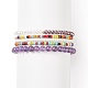 Faceted Glass & Natural Amethyst Stretch Beaded Bracelets Sets(BJEW-TA00202-04)-1