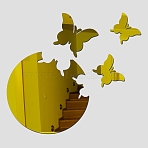 Acrylic Self Adhesive Furniture Films, For Mirror Wall Stickers Decorative, Butterfly, Gold, 50~215x65~183x1mm, 2pcs/set(DIY-WH0225-83)