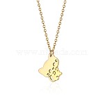 Cute Cartoon Animal 304 Stainless Steel Pendant Necklaces, with Cable Chains for Unisex, Cat Shape(QV5065-1)