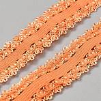 2 Yards Polyester Stretch Crown Frilly Edged Lace Ribbon, Flower Picot Edged Elastic Trimming, for Clothes Sewing, Orange, 7/8 inch(23mm)(OCOR-WH20008-01D)
