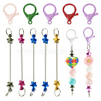 5Pcs Iron Beadable Keychain Bar, with Plastic Star Beads, for DIY Keychain, Platinum, with 5Pcs Spray Painted Eco-Friendly Alloy Lobster Claw Clasps, Mixed Color, 84x10x6mm, Jump Ring: 12x1.5mm, Inner Diameter: 10.5mm(KEYC-TAD0001-12)