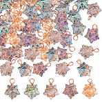 40Pcs 5 Colors Glass Pendants, Star, with Raw(Unplated) Copper Wire, Mixed Color, 18mm, Hole: 3.5mm, 8pcs/color(PALLOY-FH00137)