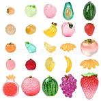 50Pcs 25 Styles Luminous Resin Dollhouse Decorations, Pretending Props, Imitation Fruit, Glow in the Dark, Mixed Shapes, 12~29x14~30x5~29mm, 2pcs/style(FIND-CJ0003-51)