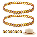 2Pcs Acrylic Link Cap Chain, with 8Pcs Acrylic Linking Rings, Gold, 580mm(HJEW-CO00005)