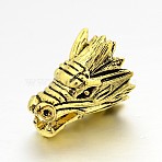 Tibetan Style Alloy Animal 3D Dragon Head Beads, Antique Golden, 17x11x11mm, Hole: 3mm(PALLOY-A063-04AG)