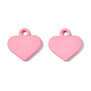 Spray Painted Alloy Charms, Cadmium Free & Lead Free, Heart, Hot Pink, 13x12x1.5mm, Hole: 1.8mm(PALLOY-S133-005C-RS)