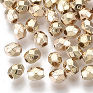 CCB Plastic Beads, Faceted, Oval, Light Gold, 4.5x3.5x3.5mm, Hole: 1.2mm, about 16000pcs/500g(CCB-S160-66LG)