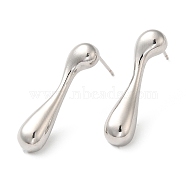 Rack Plating Brass Teardrop Stud Earrings for Women, Lead Free & Cadmium Free, Long-Lasting Plated, Platinum, 28x6.5mm(X-EJEW-Z019-08P)