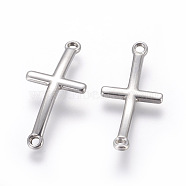 201 Stainless Steel Links connectors, Sideways Cross, Stainless Steel Color, 30x14x2mm, Hole: 1.8mm(STAS-L217-04P)