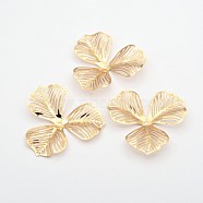 3-Petal Flower Rack Plating Iron Bead Caps, Light Gold, 46x47x0.3mm, Hole: 2mm(IFIN-D071)