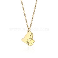 Cute Cartoon Animal Stainless Steel Pendant Necklaces, with Cable Chains for Unisex, Cat Shape(QV5065-1)