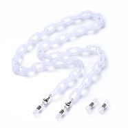 Eyeglasses Chains, Face Mask Chains, Neck Strap for Eyeglasses, with Acrylic Paperclip Chains, 304 Stainless Steel Lobster Claw Clasps and  Rubber Loop Ends, White, 27.55 inch(70cm)(X-AJEW-EH00034-05)