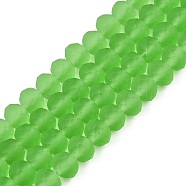 Transparent Glass Beads Strands, Faceted, Frosted, Rondelle, Lime Green, 6x4.5mm, Hole: 1.4mm, about 84~85pcs/strand, 41.5~42cm(EGLA-A044-T6mm-MD11)